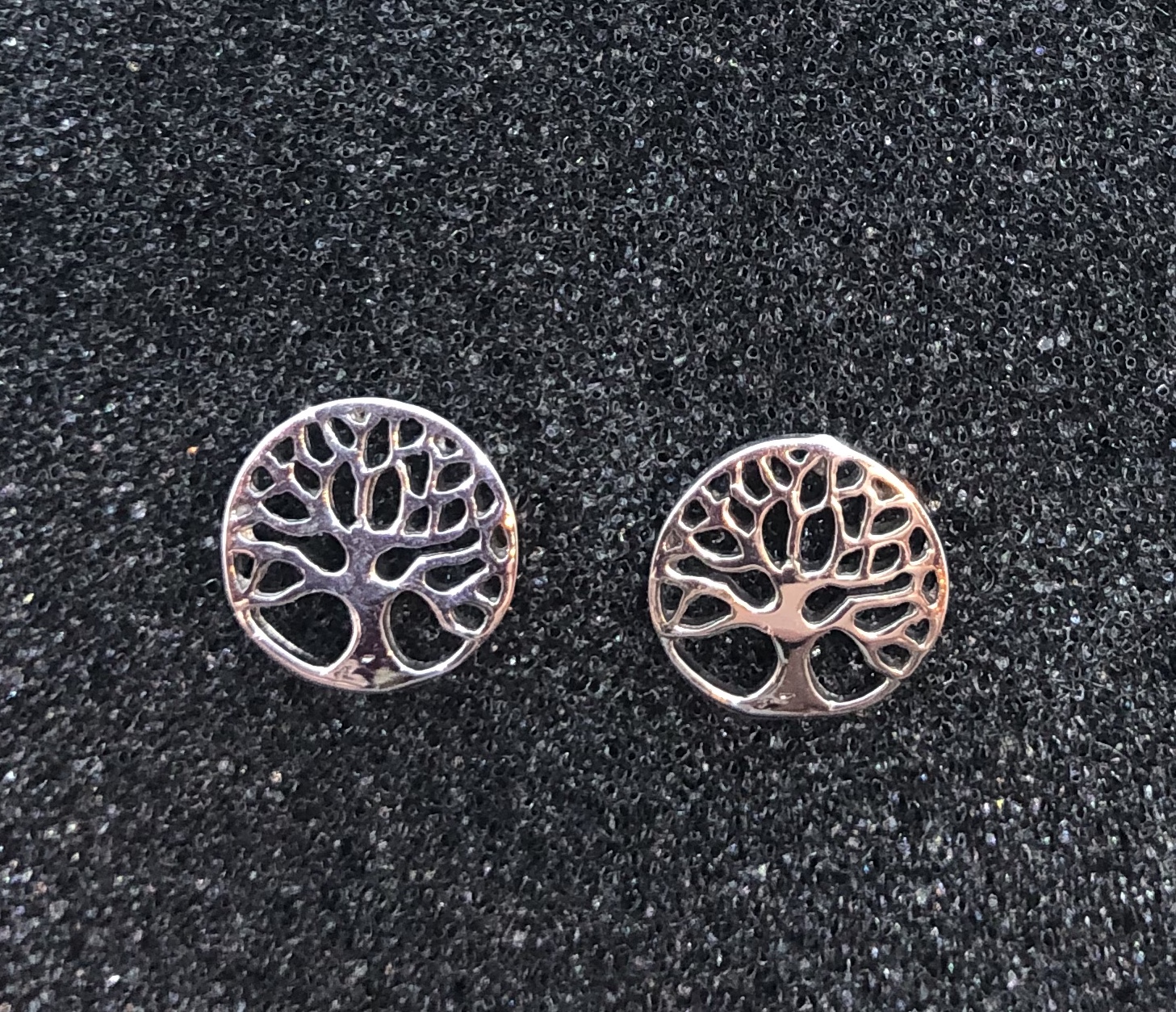 Sterling silver stud earrings tree of life - Dimple's Imports